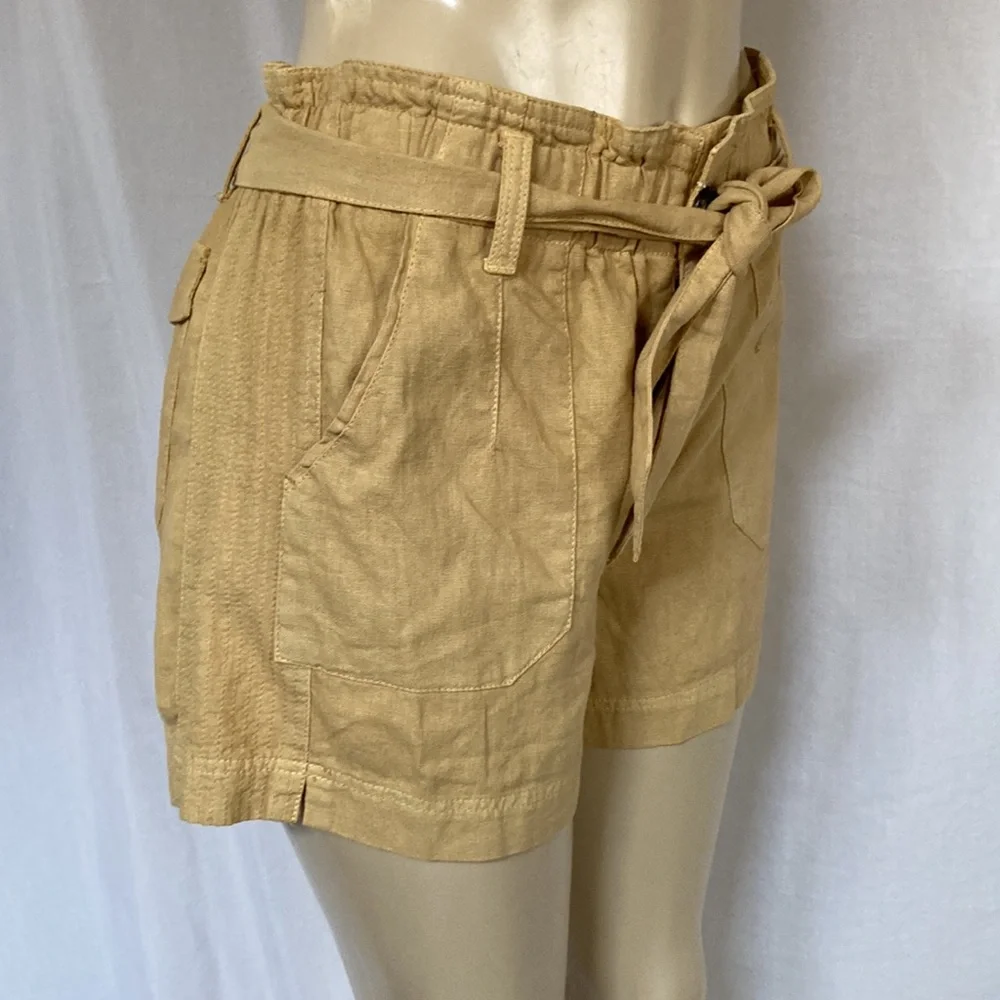 Wit & Wisdom High Waist Tan Linen-Blend Shorts